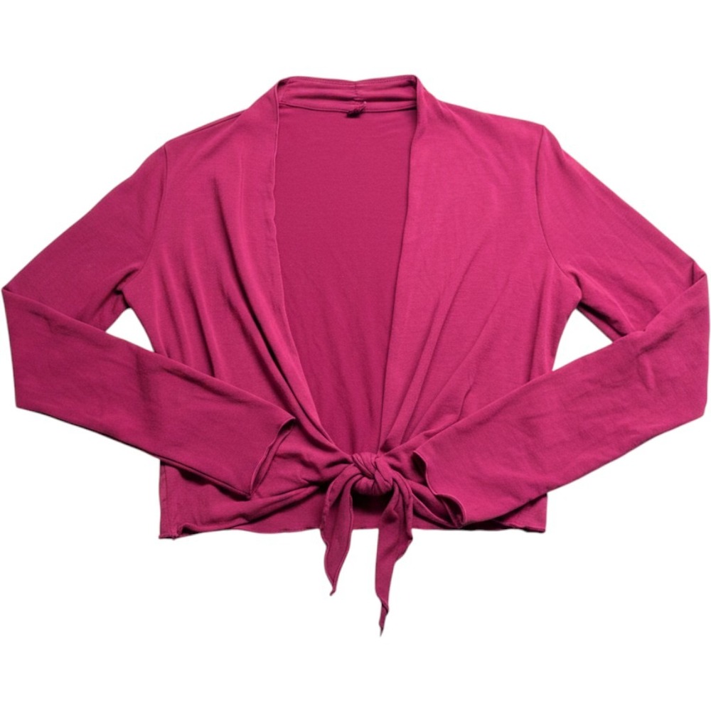 Prana Breathe Womens Large Magenta Pink Tie Front Long Sleeve Cardigan Shrug
